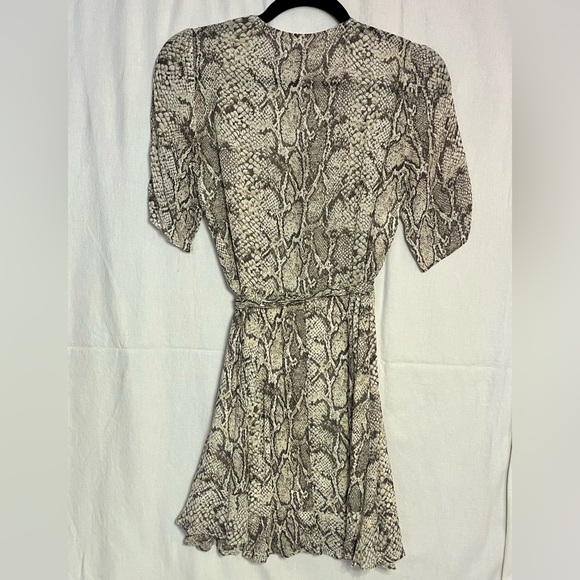 Reformation Like New Snake Skin Patterned Mini Wrap Dress with 3/4 Sleeves! - Picture 7 of 13